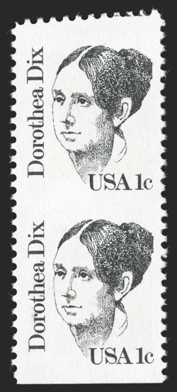 1844b, 1c Dorothea Dix, vertical pair, imperforate between and at bottom, fresh, o.g. which is just slightly disturbed as it is on all examples of this very rare error (though
certificate states never hinged), very fine only four to six pai