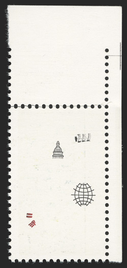 2251a, 22c Girl Scouts, all lithographed colors omitted, top right corner margin single, o.g., n.h., a very fine example of this most unusual error only 46 examples exist
photocopy of a 1994 PF certificate for the discovery partial pane of 46.