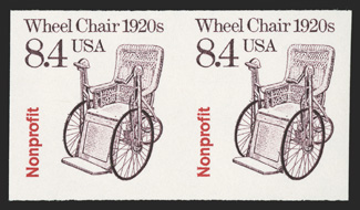 2256a, 8.4c Wheel Chair coil, imperforate, pair, o.g., n.h., very fine 1990 PF certificate.
