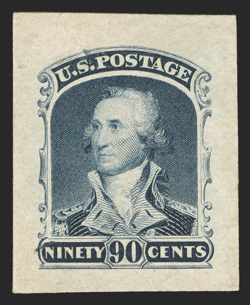 71-72, 30c and 90c 1861 Issue essay and proof lot of seven items, essays include 72-E5c on card measuring 25x31mm (may qualify as 72-E5b cut down) and 72-E7f, proof includes a
hybrid large die of each value and a small die of each value, plus