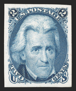 103TC, 2c Jackson, Atlanta trial color plate proofs on card, in all five of the colors, large margins, brilliant colors, extremely fine.