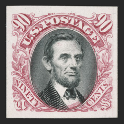 112P4-122P4, 1c-90c 1869 Pictorials, plate proofs on card cplt., all with large margins, fresh colors, very fine accompanied by the original Post Office
envelope.