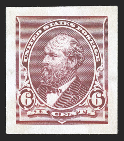 223P2a, 6c Red brown, Panama-Pacific large die proof on yellowish wove, large balanced margins, rich color on untoned paper, very fine and choice no more than five are thought
to have been produced 2004 PSE certificate.