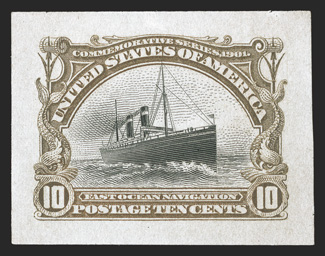 294P2a-299P2a, 1c-10c Pan-Americans, Panama-Pacific small die proofs on yellowish wove cplt., a uniformly choice set, with full large margins, rich colors and without the
toning that affects so many Panama-Pacific proofs, 2c with trivial mou