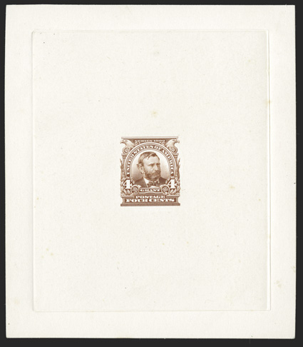 303P1, 4c Orange brown large die proof on India, die sunk on 92x106mm card, strong color, very fine and rare.