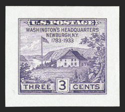 727P2, 3c Peace of 1783, small die proof on wove paper, full margins, strong deep color on bright white paper, extremely fine a very rare proof
ex-Livingston.