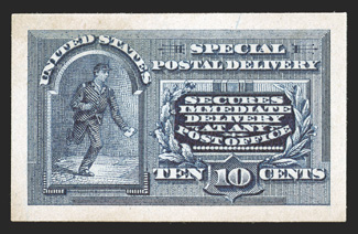 E2P2a, 10c Blue, Panama-Pacific small die proof on yellowish wove, large full margins, attractive color, very fine a rarely offered proof, no more than five exist 2008 PF
certificate.