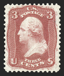 56, 3c Brown rose August, uncommonly well centered, strong rich color, o.g., lightly hinged, extremely fine 1981 PF certificate.