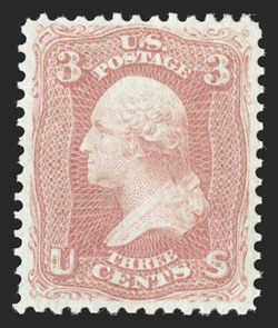 64b, 3c Rose pink, exceedingly well centered, wonderfully bright color on clean white paper, o.g., lightly hinged extremely fine actually a difficult stamp to find in this
premium mint condition photocopy of a 1989 PF certificate for a block o