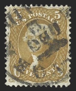 67a, 5c Brown yellow, much better centering than typically found, rich bright color, New York Paid c.d.s. cancel, choice very fine 1981 PF certificate.