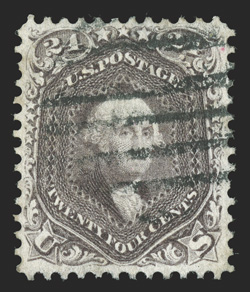 70, 24c Red lilac, used, extraordinarily well centered and margined, sumptuously rich color and a deeply etched impression, grid cancel, extremely fine 2004 PF
certificate.