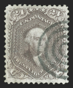 70a, 24c Brown lilac, used, uncharacteristically well centered and margined, rich bright color, neat target cancel, extremely fine 2000 PF certificate.