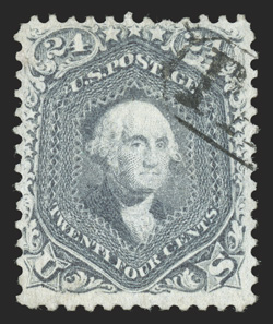 70b, 24c Steel blue, rich luxuriant color in the true Steel blue color, face-free portion of boxed Paid cancel, very fine 1992 PF certificate.