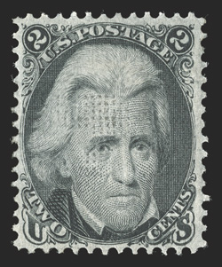 93, 2c Black, F grill, deep color and an especially strong impression, well centered and margined for this difficult stamp, full original gum, lightly hinged, choice very fine
2002 PF certificate.