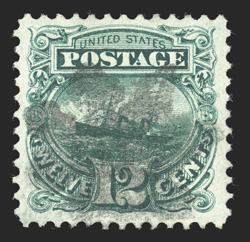 117, 12c Green, used, very well centered within large margins, strong color, segmented cork cancel, extremely fine 1991 PF certificate.