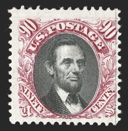 122, 90c Carmine and black, bright fresh colors, o.g., lightly hinged, overall a very fine example of this popular and rare high value 1974 PF certificate.