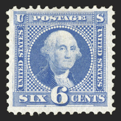 126, 6c Blue re-issue, brilliantly fresh, with gorgeous color on pristine white paper, o.g., lightly hinged, very fine only 2,226 sold 1975 and 1991 PF
certificates.