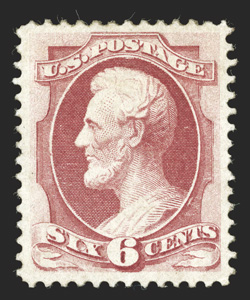 148, 6c Carmine, exceedingly well centered and margined, strong color, o.g., tiny perf. corner crease at bottom right, otherwise extremely fine 1988 PF
certificate.