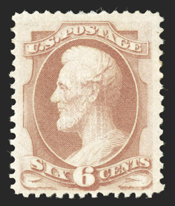 159b, 6c Dull pink, with J grill, a rarely seen mint example with a distinctive J grill impression, marvelously fresh and choice, strong color, pristine full o.g. which shows
the grill well and, fortunately, does not break the paper as is so