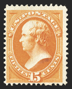 163 var., 15c Yellow Orange, vertically ribbed paper, unused, bright color, clear vertical ribbing, fine a scarce variety 1994 PF certificate.