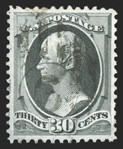 165, 30c Gray black, near perfect centering amid large balanced margins, rich color in a lovely bright shade, light duplex cancel, an extremely fine used gem 2005 PF
certificate.