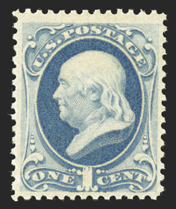 182, 1c Dark ultramarine, nicely centered, rich bright color, pristine o.g., never hinged, very fine 1991 PF certificate.