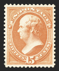 189, 15c Red orange, exceedingly well centered and margined, fresh color, pristine o.g., n.h., extremely fine and choice 1987 PF certificate.