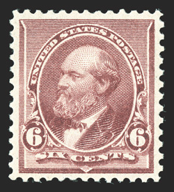 224, 6c Brown red, exceedingly well centered, attractive color, pristine o.g., n.h., extremely fine 1990 PF certificate.