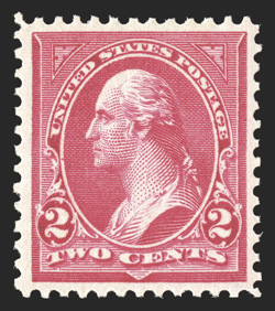 279Bc, 2c Rose carmine, Ty. IV, excellent centering, wonderfully bright rich color, pristine o.g., n.h., extremely fine a most elusive stamp, especially in this premium quality
1995 and 2004 PF certificates, and a 2005 PSE certificate (VF-XF 8