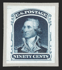 40P2-47P2, 1c-90c 1857 Reprints, small die proofs on India, each is still affixed to a neatly cut out portion of the original Roosevelt album page, all with exceptionally large
margins and bright colors, 24c with tiny toned spot, otherwise extre