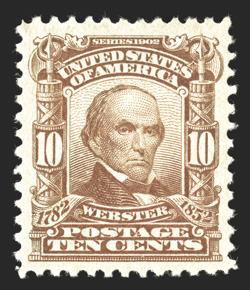 307, 10c Pale red brown, a highly desirable mint example, possessing margins of exceptional size and being beautifully centered within them, rich color and a strong impression,
immaculate o.g., n.h., an extremely fine gem 1989 PF certificate.