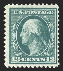 331 var.-339 var., 1c-13c Washington-Franklins on China Clay paper, single of each value on this distinctive paper, o.g. (slightly disturbed on the 4c), three are never hinged,
5c is a plate number single, fine-extremely fine. For years these