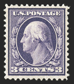 359, 3c Deep violet on bluish paper, uncharacteristically well centered and margined, strong color, o.g., lightly hinged, choice very fine 1989 PF certificate.