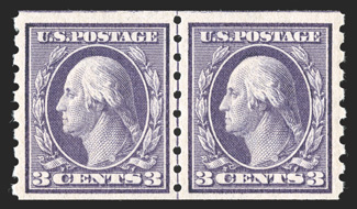 394, 3c Deep violet coil, perf. 8½ vert., guide line pair, fresh color, o.g., n.h., very fine 1988 PF certificate.