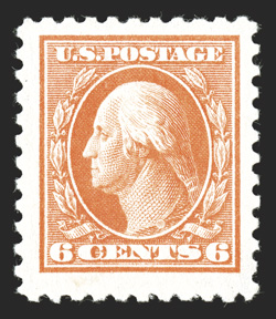 429, 6c Red orange, well centered within absolutely huge margins, fresh color, o.g., n.h., extremely fine a striking jumbo 1989 PF certificate.