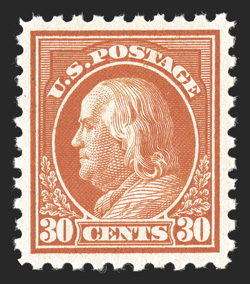 439, 30c Orange red, attractive bright color, well centered and margined, o.g., n.h., extremely fine 1988 PF certificate.