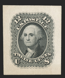 59P2a, 12c Black Panama-Pacific small die proof on wove, exceedingly large margins all around, crisp detailed impression, just faintly toned as always, extremely fine a select
quality example of this very rare proof, of which no more than f