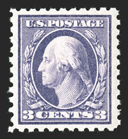 464, 3c Violet, a premium mint example of this elusive stamp, being wonderfully well centered within large margins, extraordinarily bright and fresh, o.g., n.h., extremely fine
1987 PF certificate.