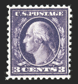 502d, 3c Dark violet, Ty. II, double impression, highly select mint example of this rare and distinctive variety, in fact, this is the finest quality never hinged example we
have ever offered, being far better centered than most, as most are