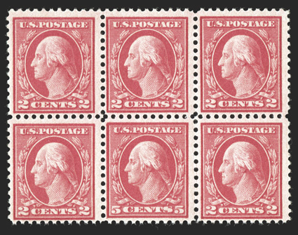 505, 5c Rose error, single error in a block of six, strong color, o.g., n.h., fine.