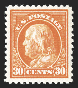 516, 30c Orange red, wonderfully well centered within large balanced margins, radiant rich color on fresh white paper, immaculate o.g., n.h., an extremely fine gem 1986 PF
certificate.