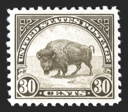 569, 30c Olive brown, extraordinarily well centered and margined, strong rich color, o.g., n.h., extremely fine 1990 PF certificate.