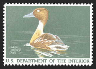 RW53a, 1986 $7.50 Hunting Permit, black omitted, a premium mint example of this striking missing color error, well centered and margined, o.g., n.h., extremely fine only 62
examples have been recorded of this popular and rare error 1990 PF cer