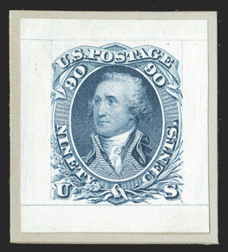 63P2-72P2, 1c-90c 1861 Issue, small die proofs cplt. set of eight, with the 3c value being represented by the Lake shade (66P2), all with large margins on neatly cut out
portions of the Roosevelt album page, 5c with just the barest hint of toni