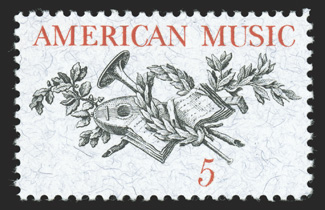 1252a, 5c American Music, blue omitted, o.g., n.h., very fine very rare as only 20-40 examples have been recorded 1992 PF certificate.