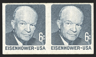 1401b, 6c Dark blue gray coil, imperforate, pair, fresh color, o.g., n.h., very fine only 20-30 pairs have been reported, many of which have only partial or no gum 1988 PF
certificate.