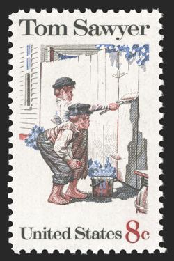 1470c, 8c Tom Sawyer, with yellow and tan omitted, o.g., n.h., very fine only one pane of fifty was ever discovered 1991 PF certificate.