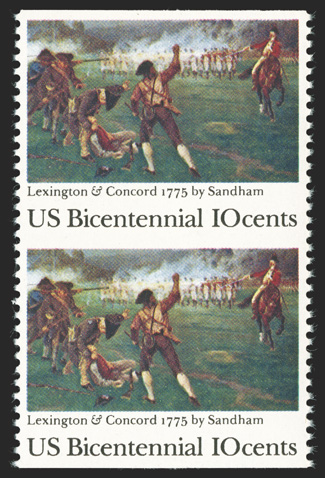 1563a, 10c Lexington-Concord, imperforate horizontally, well centered, o.g., n.h., extremely fine 1990 PF certificate.