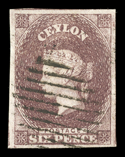 6d., seven examples in a range of shades including a deep brown, all with four margins and cancelled by oval of bars, condition a little mixed though a presentable looking
group two certificates accompany.