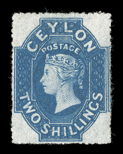 Rough perf 14 to 15½, 2- deep dull blue, unused without gum, brilliant color, fine. R.P.S. Certificate (2006). Sc. 36a S.G. 37a, £900.provenance: P.C. Pearson, April
1983